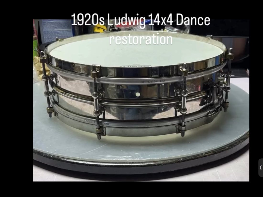 1920s Ludwig Dance Model snare drum before restoration